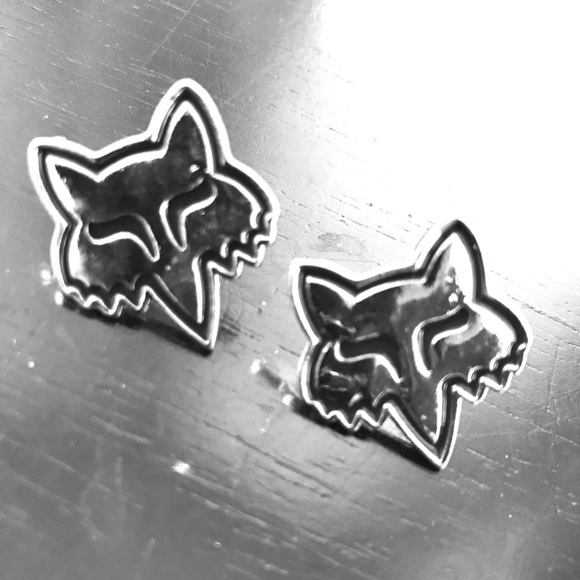 FOX RACING LOGO EARRINGS‎ | SILVER-PLATED METAL - Picture 1 of 2